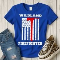 Wildland Firefighter Flag With Pulaski Hooded Gift Women's T-Shirt thumb 3