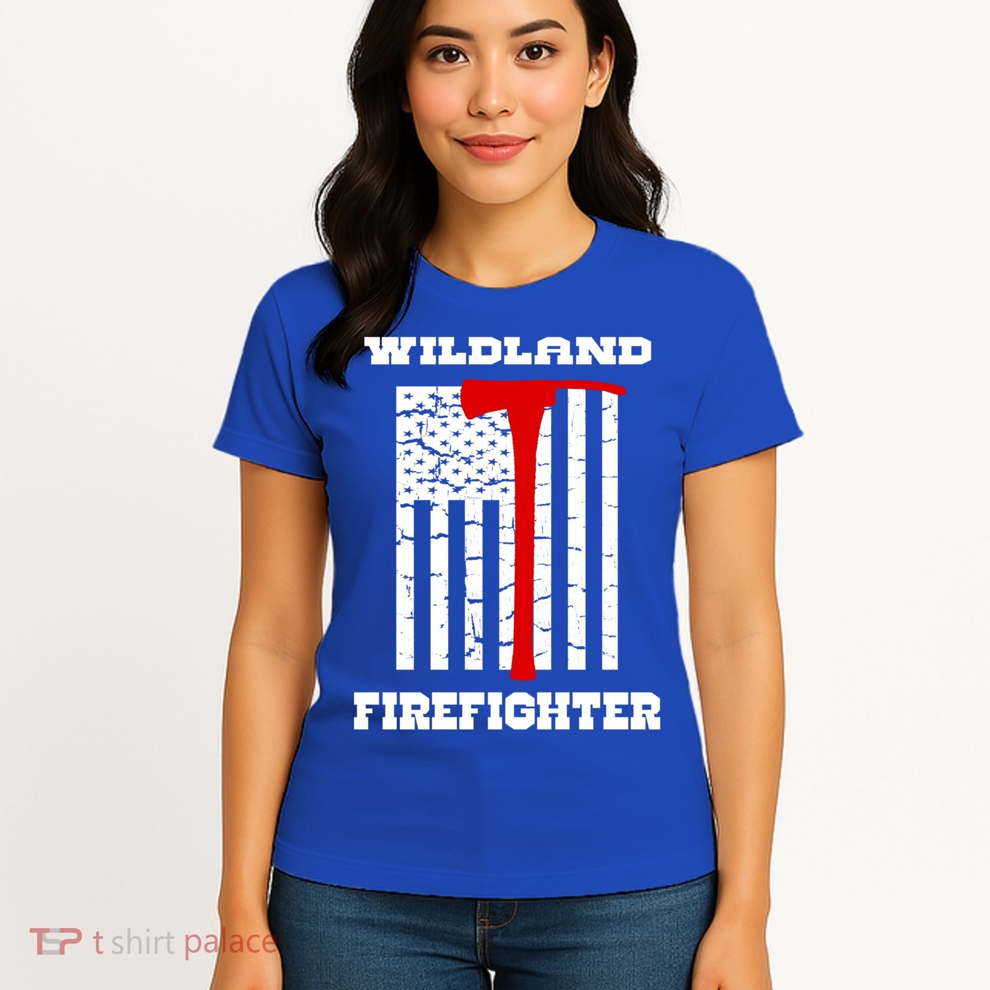 Wildland Firefighter Flag With Pulaski Hooded Gift Women's T-Shirt