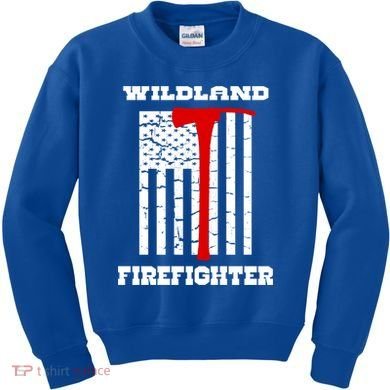 Wildland Firefighter Flag With Pulaski Hooded Gift Kids Sweatshirt