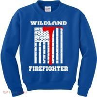 Wildland Firefighter Flag With Pulaski Hooded Gift Kids Sweatshirt thumb 0