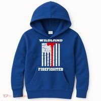 Wildland Firefighter Flag With Pulaski Hooded Gift Kids Hoodie thumb 0