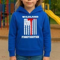 Wildland Firefighter Flag With Pulaski Hooded Gift Kids Hoodie thumb 3