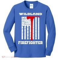 Wildland Firefighter Flag With Pulaski Hooded Gift Kids Long Sleeve Shirt thumb 0