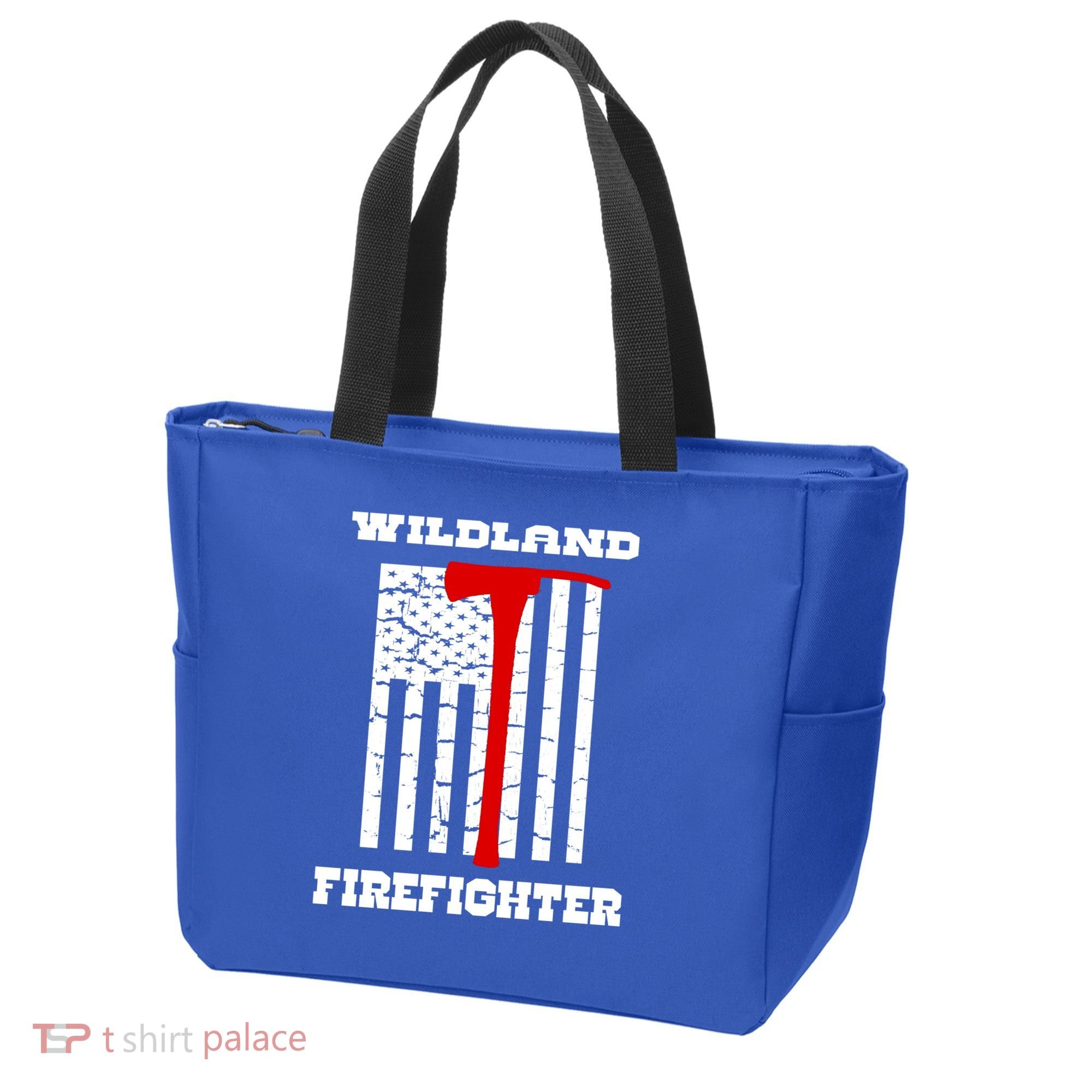 Wildland Firefighter Flag With Pulaski Hooded Gift Tote Bag