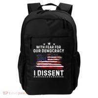 With Fear For Our Democracy I Dissent Us Flag Distressed Backpack thumb 0