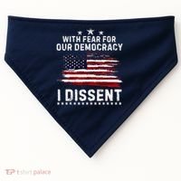 With Fear For Our Democracy I Dissent Us Flag Distressed USA-Made Doggie Bandana thumb 0