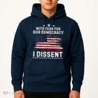 With Fear For Our Democracy I Dissent Us Flag Distressed Hoodie thumb 2