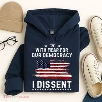 With Fear For Our Democracy I Dissent Us Flag Distressed Hoodie thumb 4