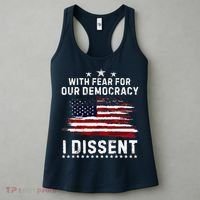 With Fear For Our Democracy I Dissent Us Flag Distressed Women's Tank Top thumb 3