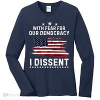 With Fear For Our Democracy I Dissent Us Flag Distressed Women's Long Sleeve Shirt thumb 0