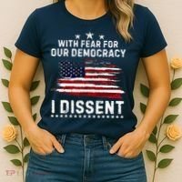 With Fear For Our Democracy I Dissent Us Flag Distressed Women's T-Shirt thumb 2
