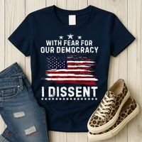 With Fear For Our Democracy I Dissent Us Flag Distressed Women's T-Shirt thumb 3