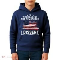 With Fear For Our Democracy I Dissent Us Flag Distressed Kids Hoodie thumb 4