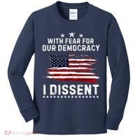 With Fear For Our Democracy I Dissent Us Flag Distressed Kids Long Sleeve Shirt thumb 0