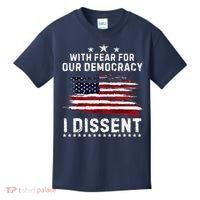 With Fear For Our Democracy I Dissent Us Flag Distressed Kids T-Shirt thumb 0