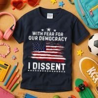 With Fear For Our Democracy I Dissent Us Flag Distressed Kids T-Shirt thumb 3