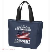 With Fear For Our Democracy I Dissent Us Flag Distressed Tote Bag thumb 3
