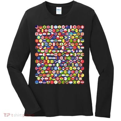 World Flags Flags Of The World Nations Flags Women's Long Sleeve Shirt