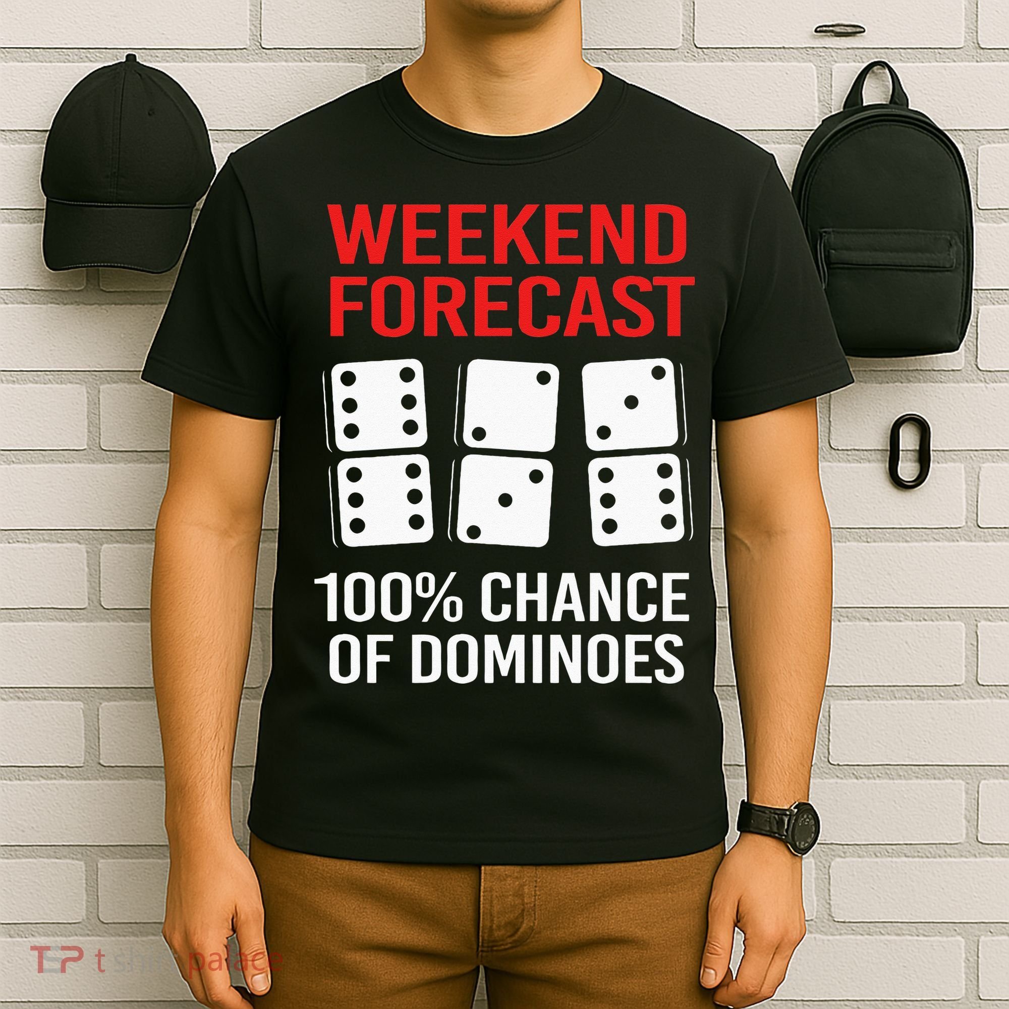 Weekend Forecast Funny Domino For Men T-Shirt