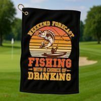 Weekend Forcast Fishing With A Chance Of Drinking Golf Towel thumb 1