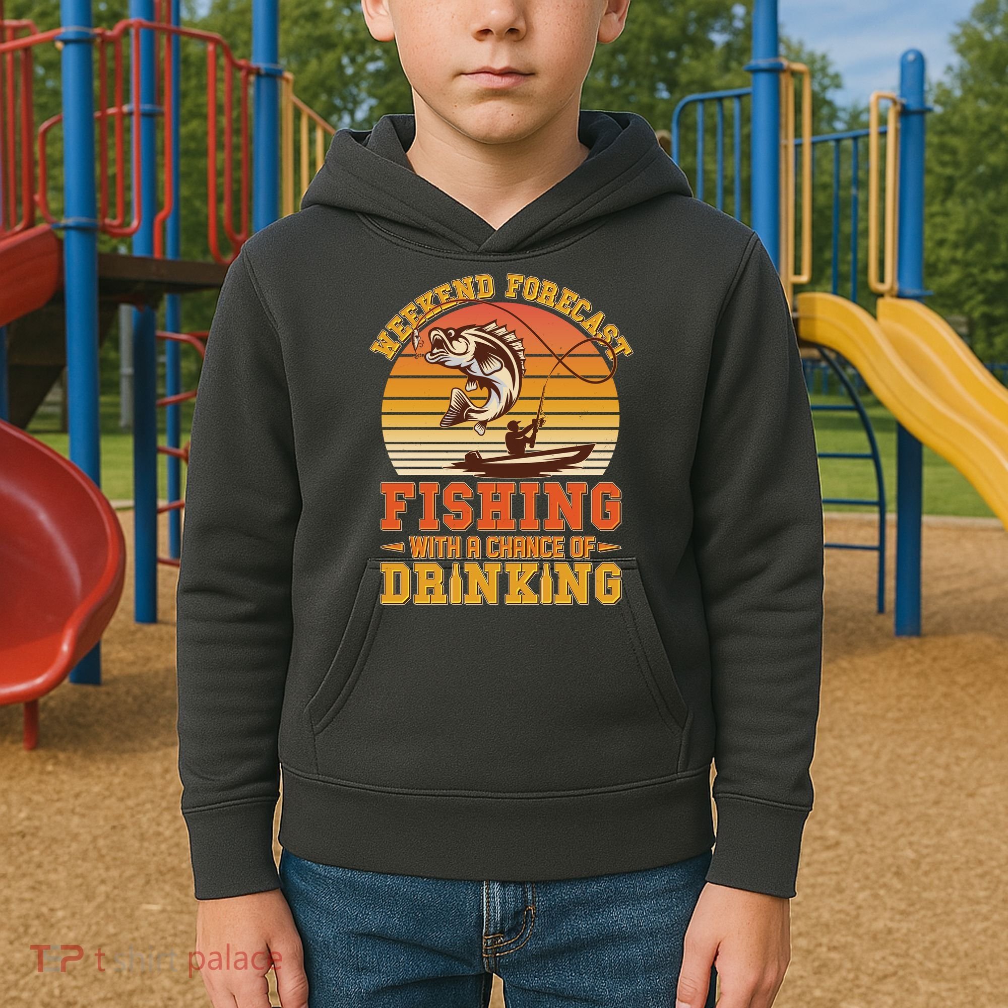 Weekend Forcast Fishing With A Chance Of Drinking Kids Hoodie