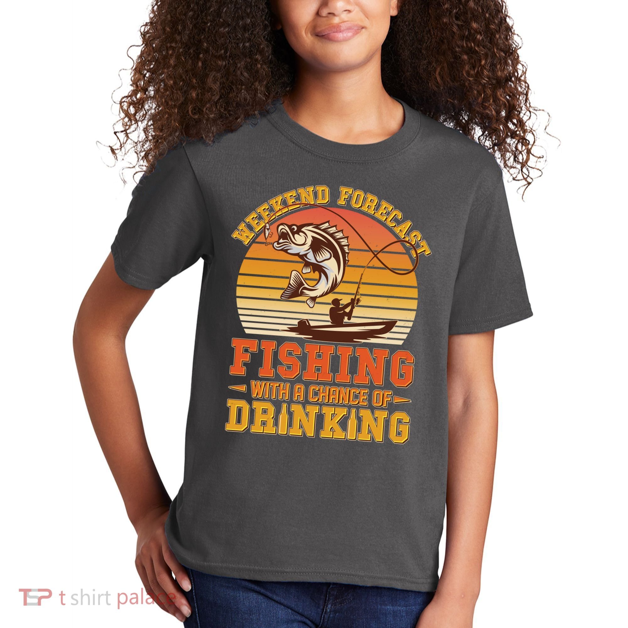 Weekend Forcast Fishing With A Chance Of Drinking Kids T-Shirt