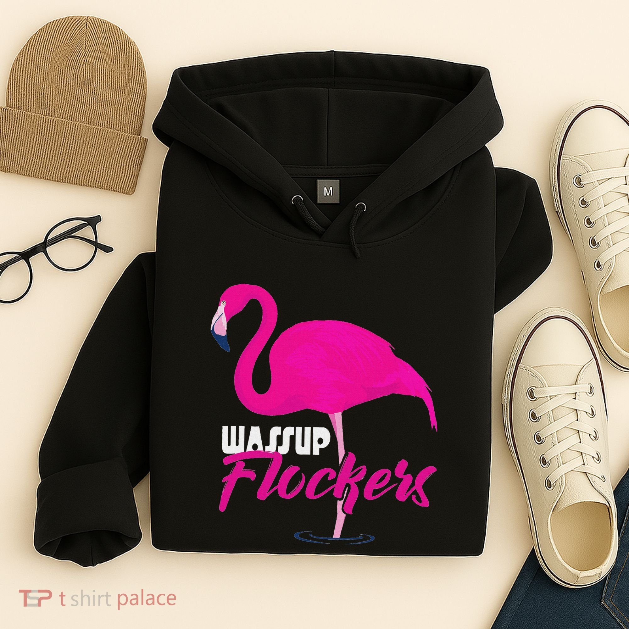 Wassup Flockers Funny Flamingo Hoodie