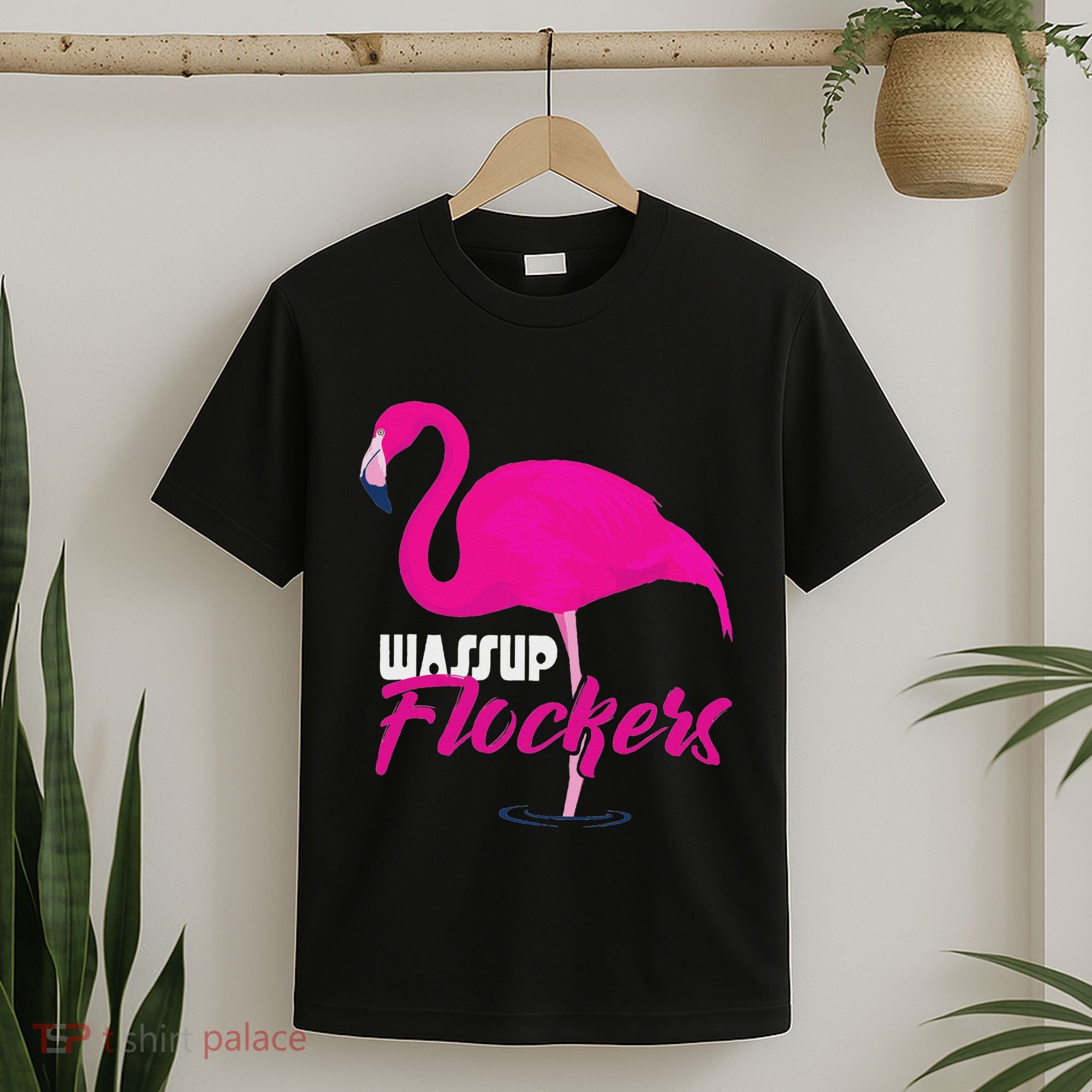 Wassup Flockers Funny Flamingo T-Shirt