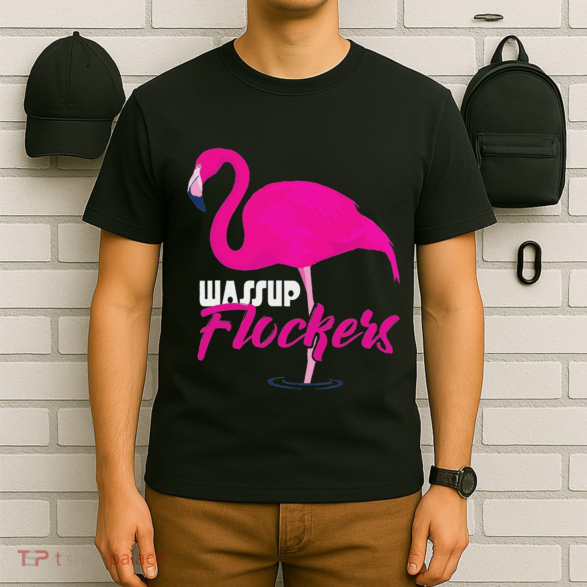 Wassup Flockers Funny Flamingo T-Shirt