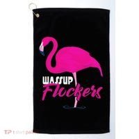 Wassup Flockers Funny Flamingo Golf Towel thumb 0
