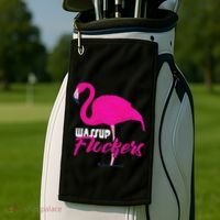 Wassup Flockers Funny Flamingo Golf Towel thumb 2