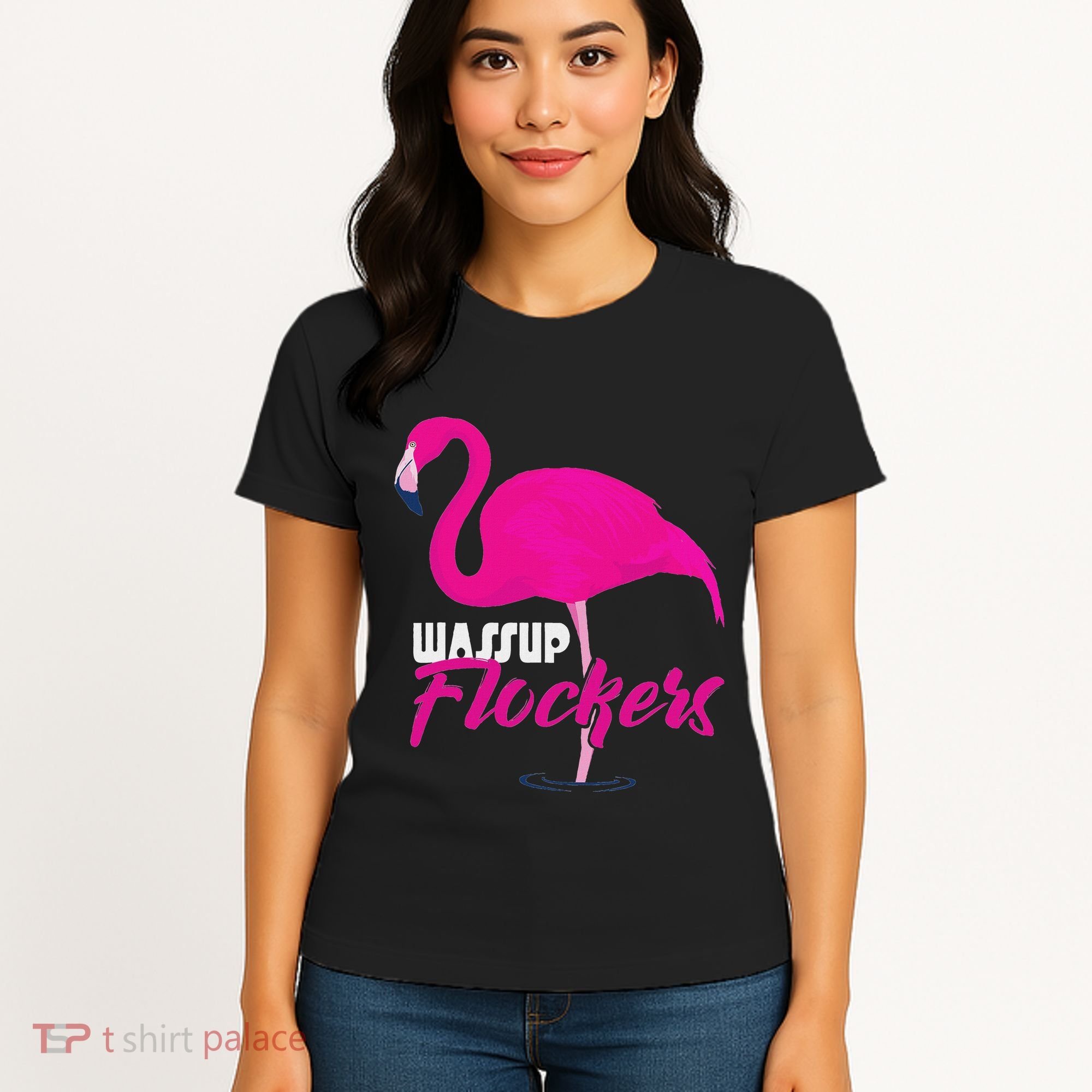 Wassup Flockers Funny Flamingo Women's T-Shirt