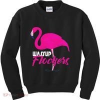 Wassup Flockers Funny Flamingo Kids Sweatshirt thumb 0