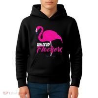 Wassup Flockers Funny Flamingo Kids Hoodie thumb 4