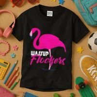 Wassup Flockers Funny Flamingo Kids T-Shirt thumb 3