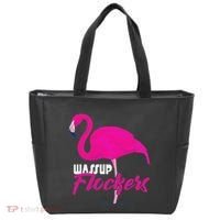 Wassup Flockers Funny Flamingo Tote Bag thumb 0