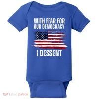 With Fear For Our Democracy I Dissent Usa Distressed Flag Baby Bodysuit thumb 0