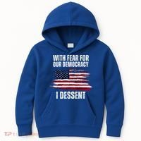 With Fear For Our Democracy I Dissent Usa Distressed Flag Kids Hoodie thumb 0