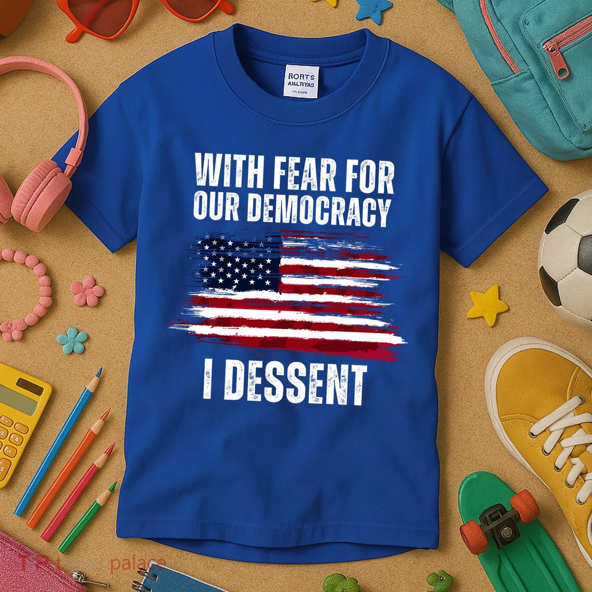 With Fear For Our Democracy I Dissent Usa Distressed Flag Kids T-Shirt
