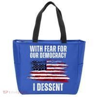 With Fear For Our Democracy I Dissent Usa Distressed Flag Tote Bag thumb 0