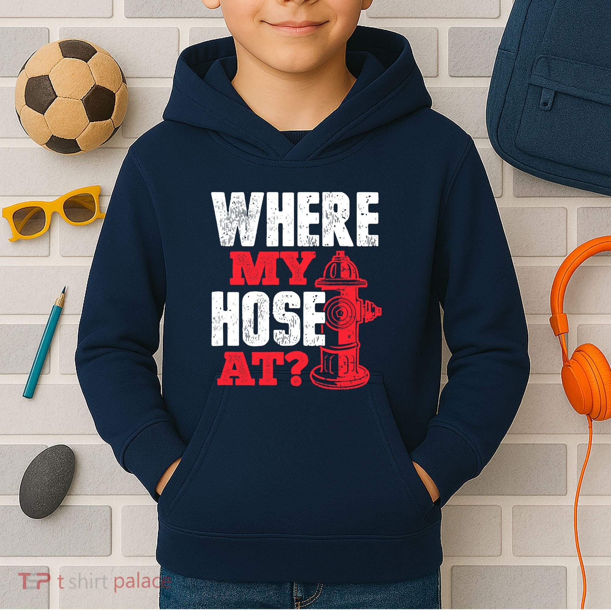 Wildland Firefighter Firefighting Fireman Where My Hose At Kids Hoodie