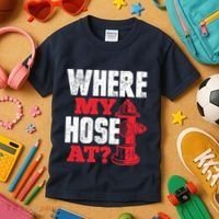 Wildland Firefighter Firefighting Fireman Where My Hose At Kids T-Shirt thumb 3