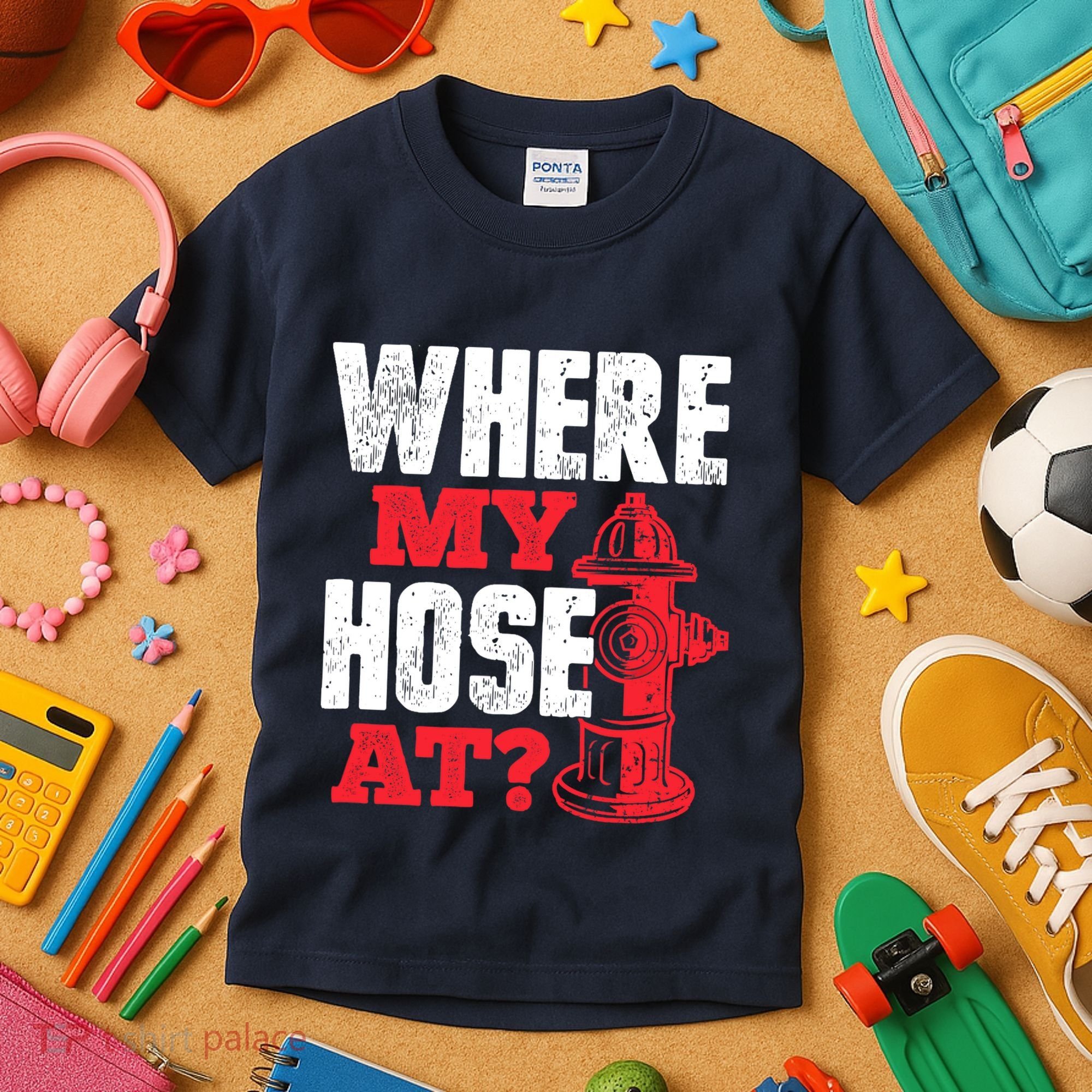 Wildland Firefighter Firefighting Fireman Where My Hose At Kids T-Shirt