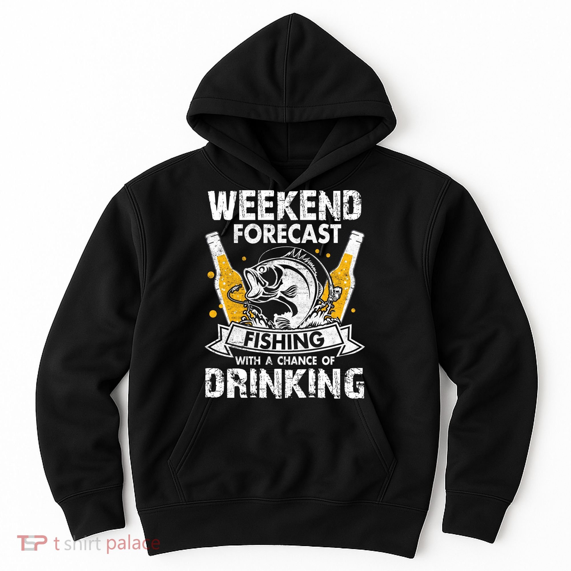 Weekend Forecast Fishing With Chance Drinking Cold Beer Hoodie