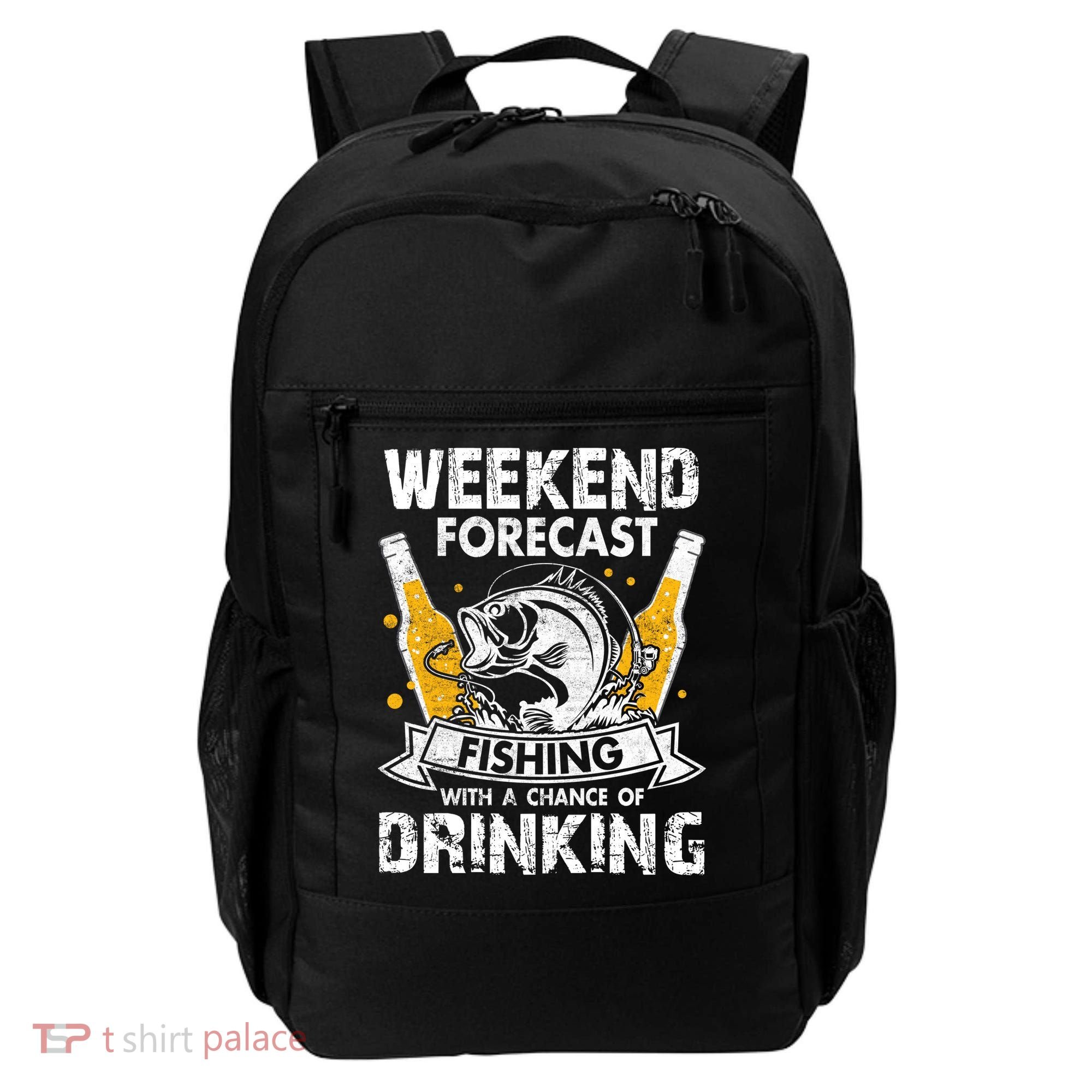 Weekend Forecast Fishing With Chance Drinking Cold Beer Backpack