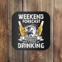 Weekend Forecast Fishing With Chance Drinking Cold Beer Coaster thumb 0