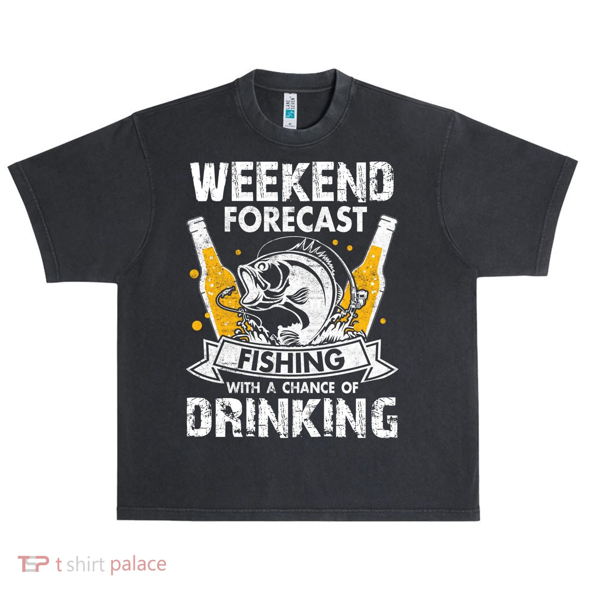 Weekend Forecast Fishing With Chance Drinking Cold Beer Urban Oversized Heavyweight T-Shirt