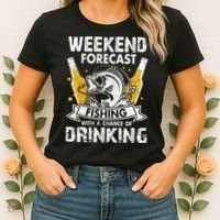 Weekend Forecast Fishing With Chance Drinking Cold Beer Women's T-Shirt thumb 2