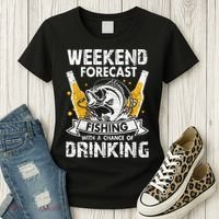 Weekend Forecast Fishing With Chance Drinking Cold Beer Women's T-Shirt thumb 3