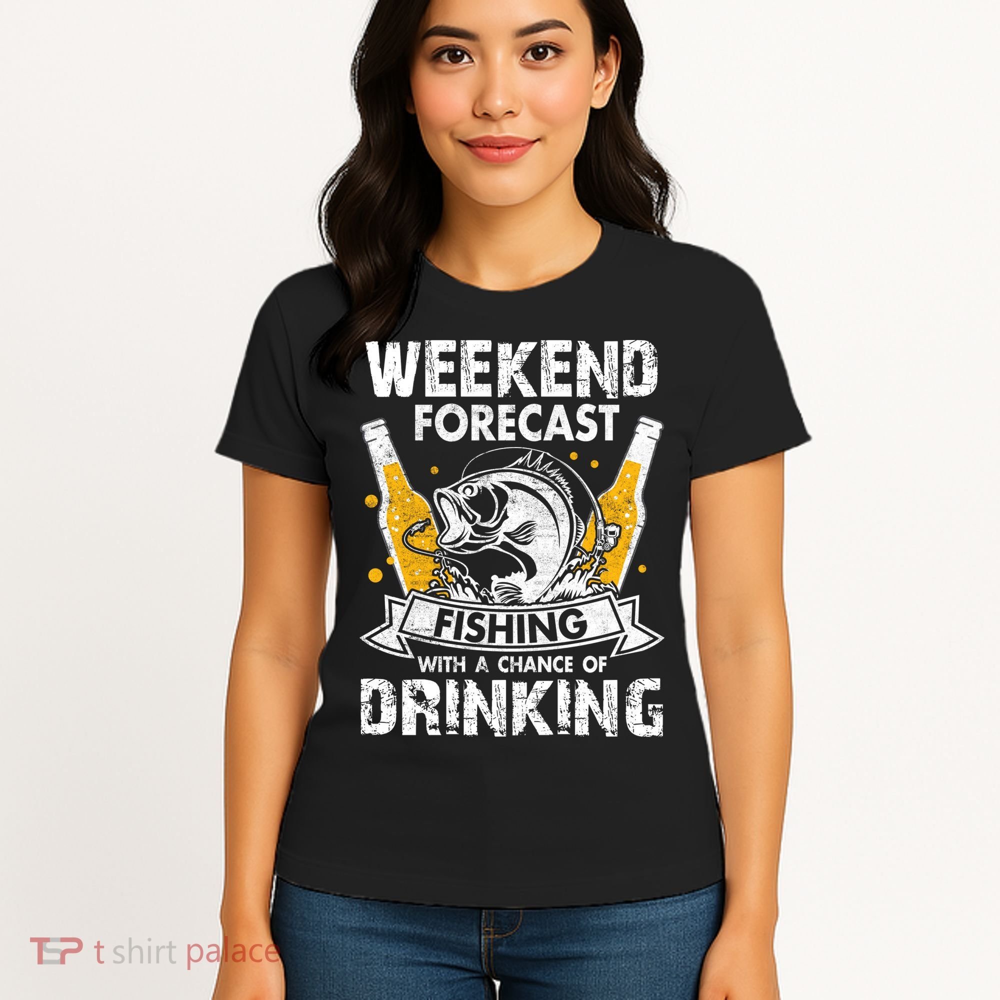 Weekend Forecast Fishing With Chance Drinking Cold Beer Women's T-Shirt